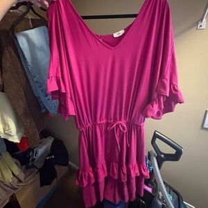 Entro Magenta Romper with Ruffle Detail
